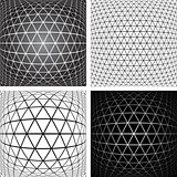 Patterns set. 3D geometric latticed textures.