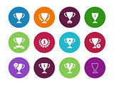 Trophy cup circle icons on white background.