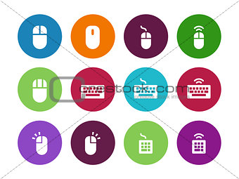 Computer mouse circle icons on white background.