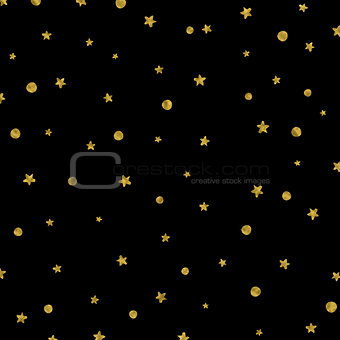 Christmas stars pattern with gold texture