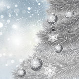 Silver Christmas tree background 