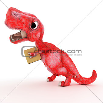 Friendly Cartoon Dinosaur with cardboard box