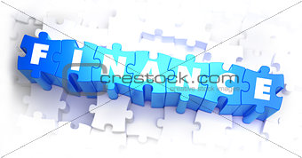 Finance - White Word on Blue Puzzles.