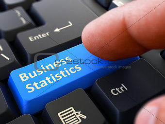 Business Statistics - Concept on Blue Keyboard Button.