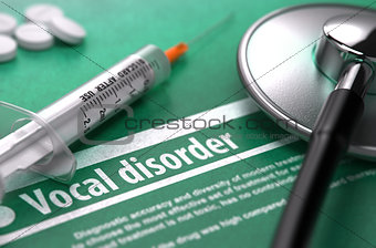 Vocal disorder. Medical Concept on Green Background.