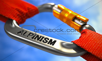 Chrome Carabiner Hook with Text Alpinism.