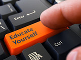 Educate Yourself Concept. Person Click Keyboard Button.