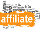 Affiliate word cloud with orange banner