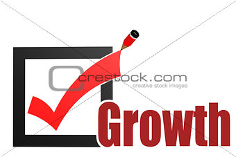 Check mark with growth word