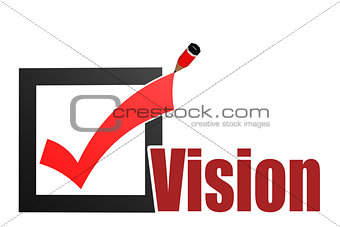 Check mark with vision word