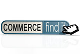 Commerce word on the blue find it banner 