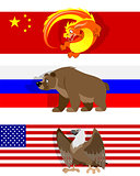Three different flags