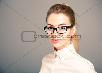 Portrait of Business Woman Wearing Glasses