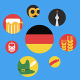 Vector illustration of germany round flat icon set