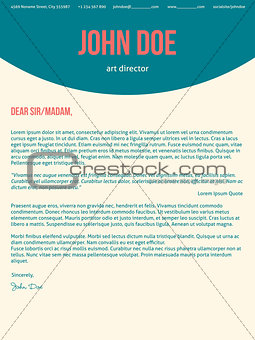 Modern cover letter cv resume in turquoise red colors
