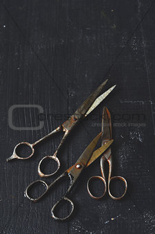 Old rusty scissors 