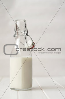 Milk in a glass bottle