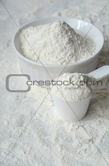 Wheat flour on the table