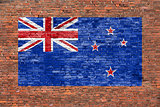 Flag of New Zeland painted on brick wall