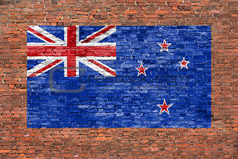 Flag of New Zeland painted on brick wall