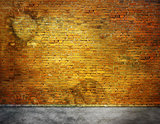 Old brick wall with stains