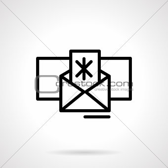 Winter mail vector icon black simple line style