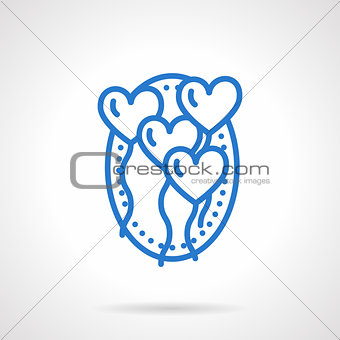Romantic balloons vector icon blue line style
