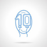 Balloon numbers blue line vector icon