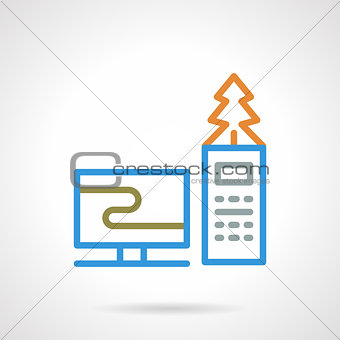 Colored simple line online Christmas vector icon