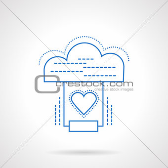 Cloud services blue flat line vector icon