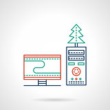 Christmas workplace flat color line vector icon
