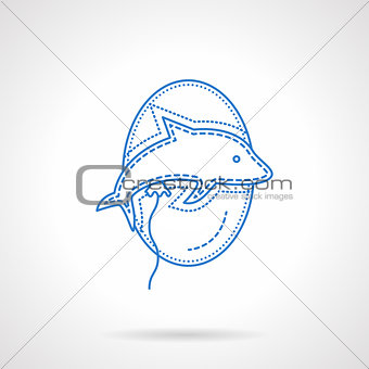 Balloon dolphin blue flat line vector icon