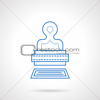 Stamp blue flat line vector icon