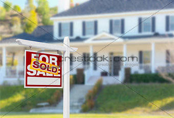 Sold Home For Sale Sign in Front of New House
