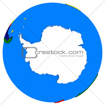 Antarctica on Earth political map