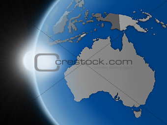 Sunset over Australian continent from space