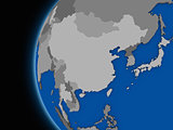 east Asia region on political Earth