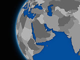 middle east region on political Earth
