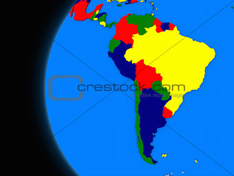 south american continent on political Earth