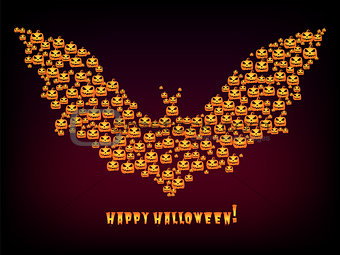Happy Halloween Holiday background bat out evil pumpkins