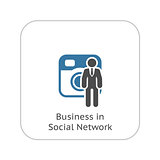 Business in Social Network Icon. Flat Design.
