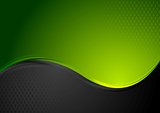 Green and black contrast wavy background