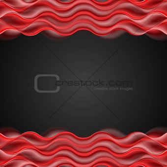 Abstract red wavy dark background