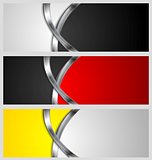 Abstract vector banners with metal waves