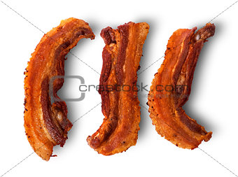 Slices of bacon grilled
