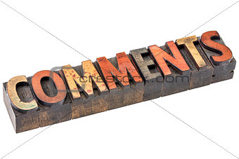 comments word in vintage wood type