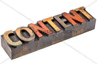 content word in vintage wood type