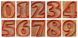 numbers in outlined letterpress type