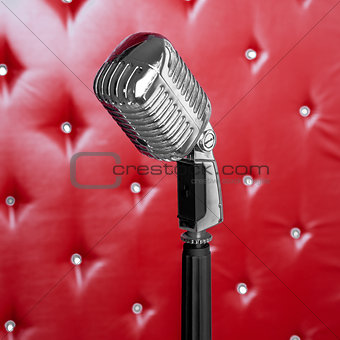 Microphone on red background