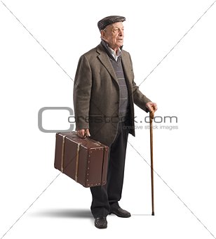 Old man with suitcase